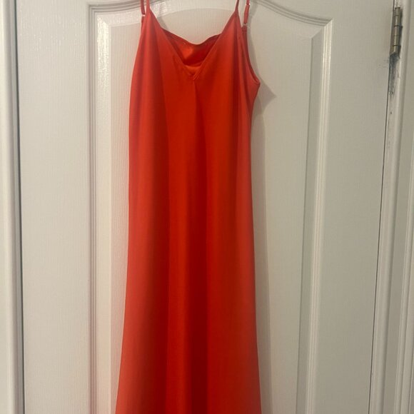 LA LINGE CONSTANCE CHIFFON ORANGE MIDI EASTER DRESS  SZ S CASUAL & FORMAL STYLE - Picture 10 of 15